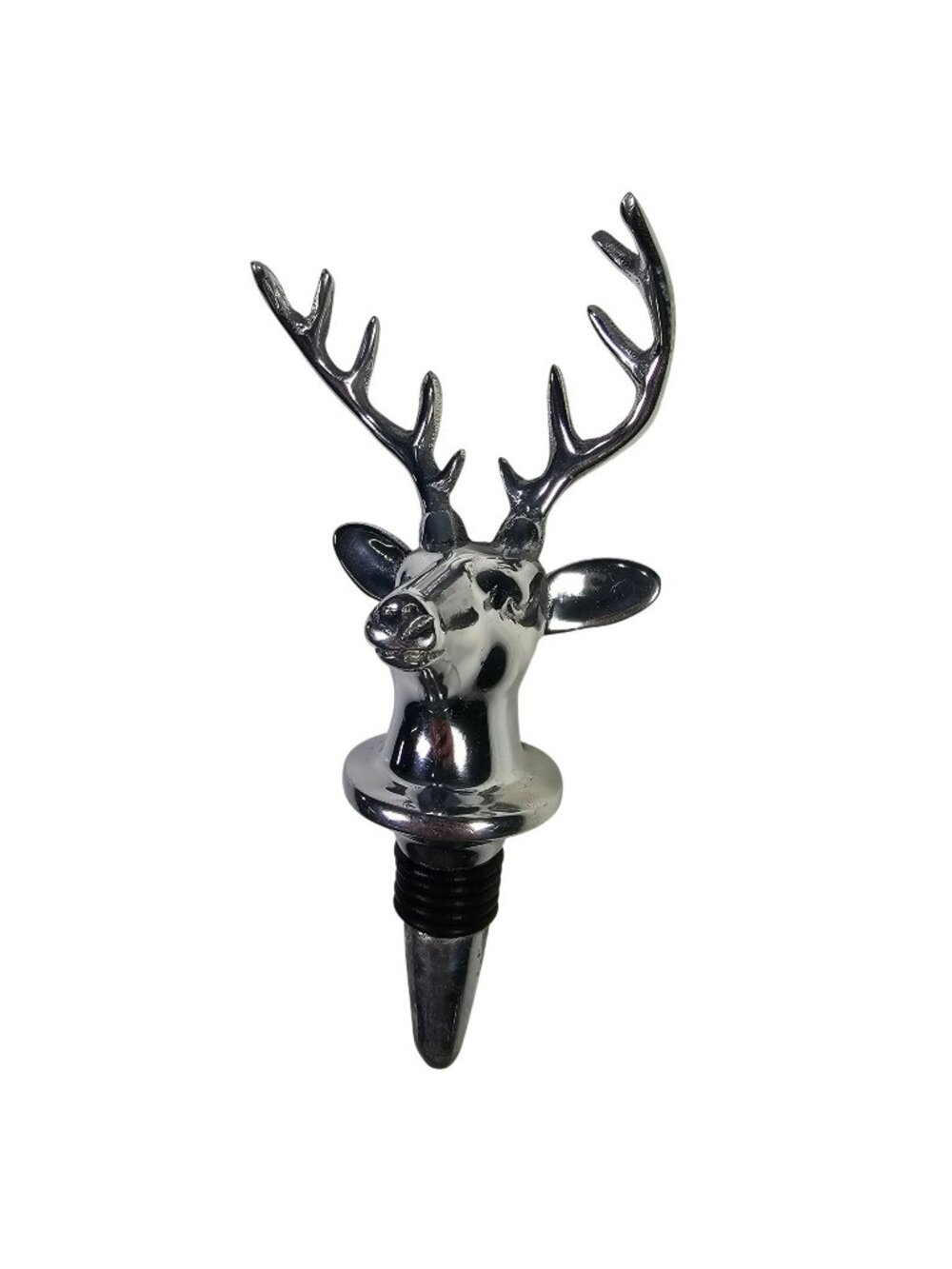 Deer Head Bottle Topper 10-Point Buck 5.5" Decanter Wine Stopper Chrome-Plated